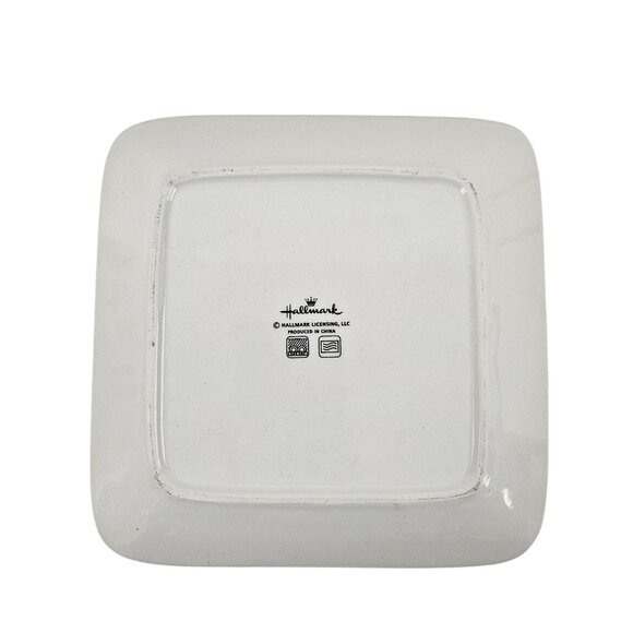 Hallmark Snowflake Ceramic Plate Blue White Red Accents Holiday Display Square - Picture 5 of 9